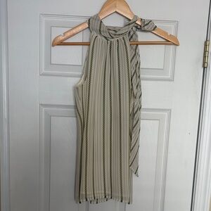 Banana Republic Beige and Black Striped Halter Top